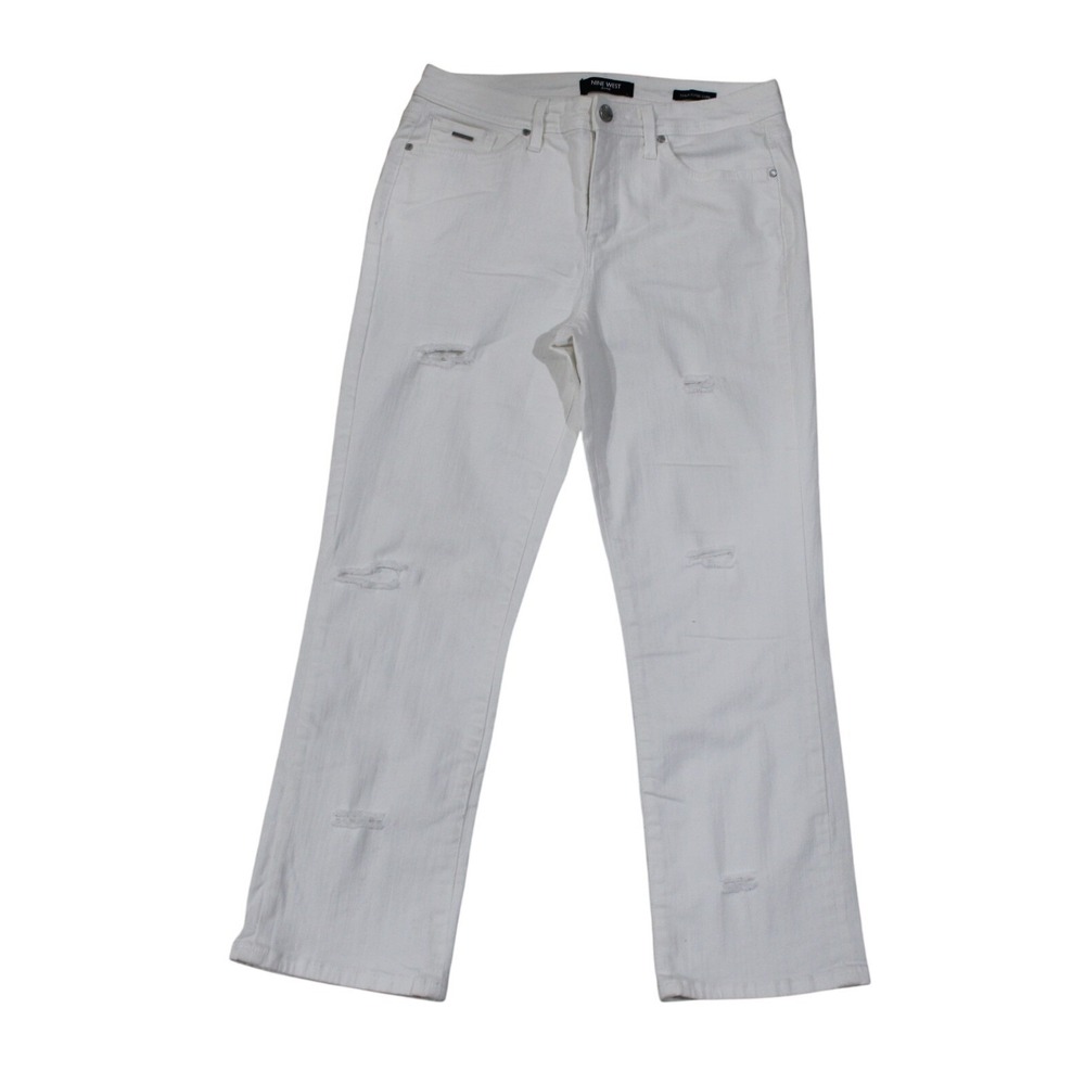 ine West Taylor Cuffed Capri White Jeans Size 8 Distressed
